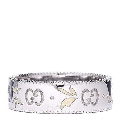 gucci white enamel ring